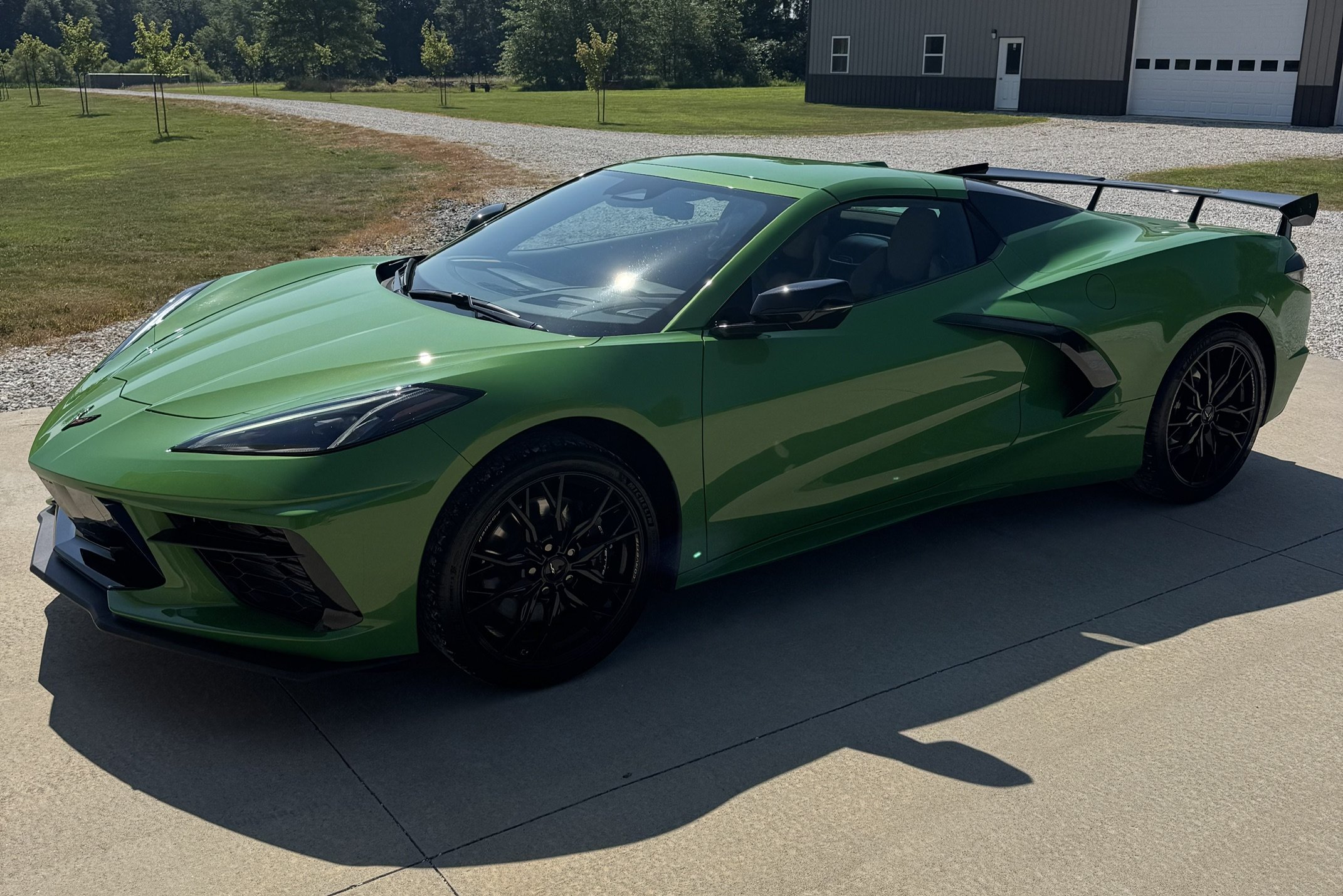 Three-quarter front view of the DEPRC8 Corvette C8